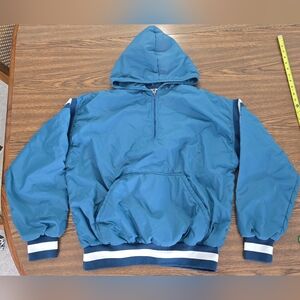 In Play 1/4 Zip Hooded Pullover Insulated Jacket Windbreaker Teal White Size XL